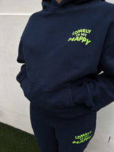 Load image into Gallery viewer, DRIPPY SMILEY FACE HOODIE - FRENCH NAVY
