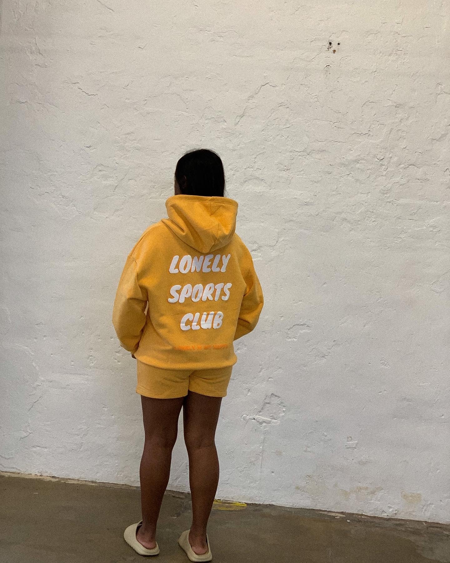 LONELY SPORTS CLUB HOODIE PEACH ORANGE LONELY IS MY HAPPY